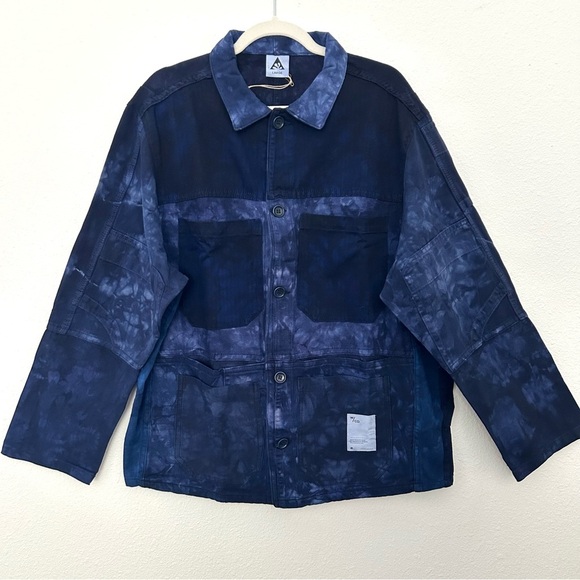 Barn Chore Coat NEW One-of-a-Kind Utility Jacket Over-Dyed Blue Size Large - Picture 1 of 16